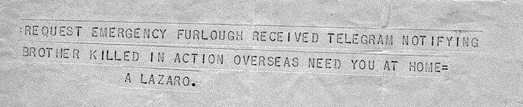 telegram with a note that says requesting emergency furlough